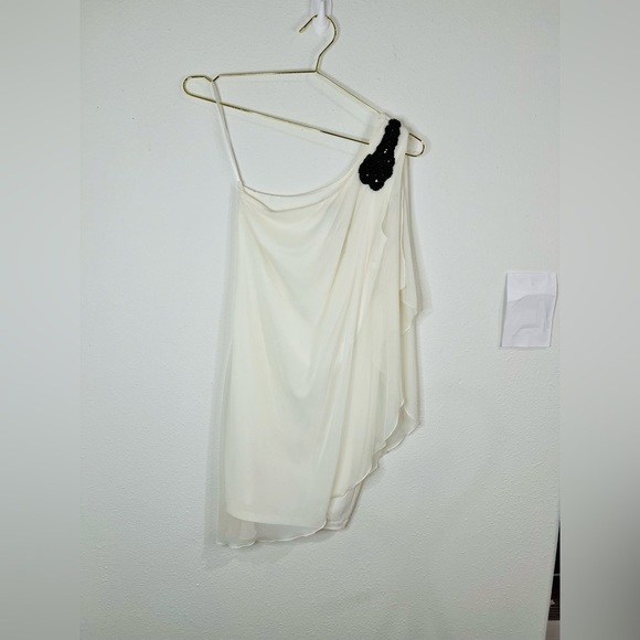Sweet Storm Women’s White One-Shoulder Dress Size Small Chiffon Layered 31” - Picture 1 of 9